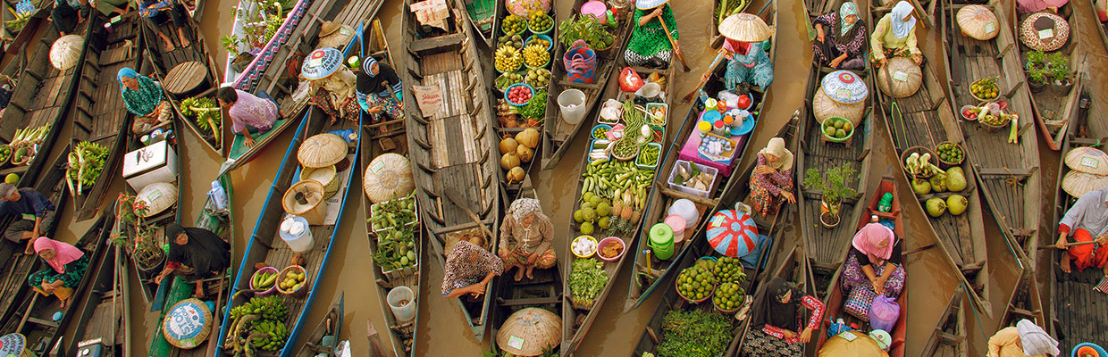 high angle view of floating-market